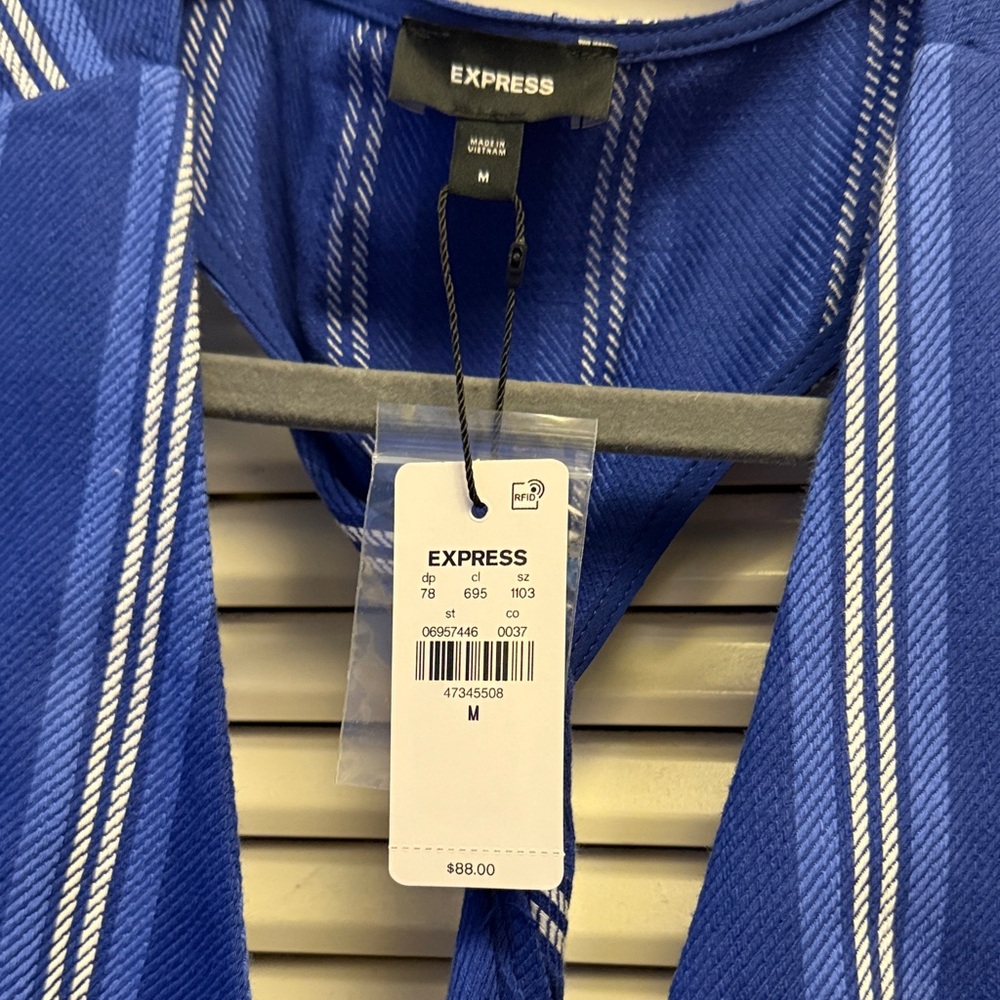 Express Blue and White Striped Pantsuit - Picture 2 of 3